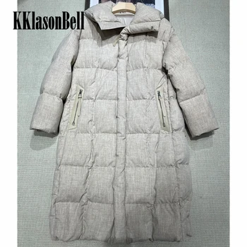 11.16 KKlasonBell Модное пальто из овчины с карманом на молнии, сохраняющее тепло, длинное женское пальто на гусином пуху