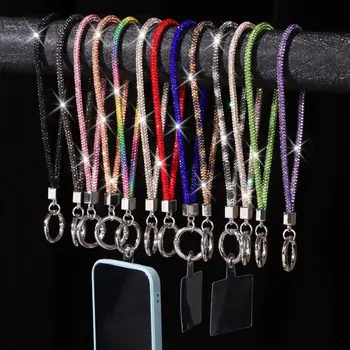 13 Цветов Блестящий ремешок для телефона со стразами, Блестящие ремешки для запястий с бриллиантами, брелок для ключей, защита от потери веревки