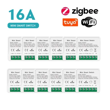 16A Tuya Wifi/Zigbee 3.0 Mini Smart DIY Switch 2-Полосное Управление Реле Автоматизации Умного Дома Работает С Alexa Google Home