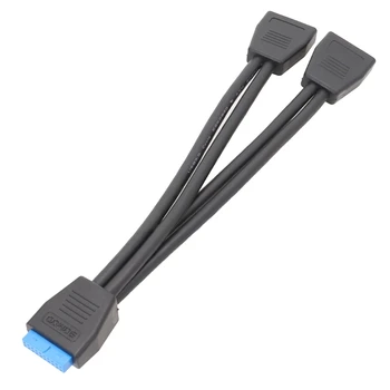 19-Контактный Y-образный кабель-Разветвитель с Двумя портами USB A для подключения к 20-контактному адаптеру материнской платы D5QC 19-Контактный Y-образный кабель-Разветвитель с Двумя портами USB A для подключения к 20-контактному адаптеру материнской платы D5QC 0
