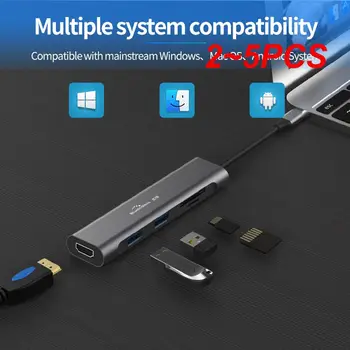2-5 Шт. Концентратор 3.1 Type-C К Адаптеру 4K Thunderbolt 3 USB C Концентратор С Концентратором 3.0 TF SD Слот Для Чтения PD Для MacBook/Air/ Mate