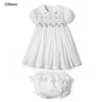 2024, Испанское платье ручной работы для девочек, детский бутик с цветами, платья с воротником 