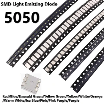 (20шт) 5050 SMD LED желтый / синий / зеленый / белый / оранжевый / фиолетовый / розовый / красный свет высокой яркости светодиодная лампа бусины