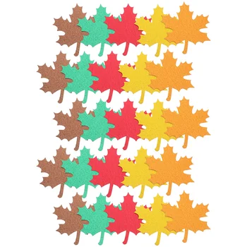 30шт вырезанных из осенних листьев блестящих бумажных листьев вырезанных из бумаги декоративных кленовых листьев вырезанных из бумаги декоров смешанного цвета