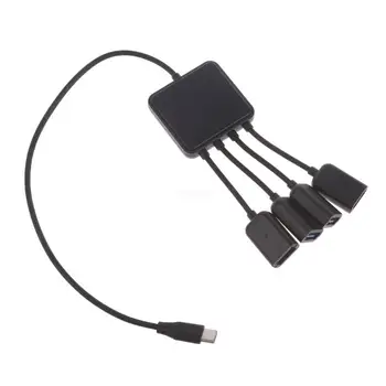4 в 1 концентратор типа C для мужчин и женщин, кабель-адаптер USB 2.0, разветвитель типа C для ПК, прямая поставка