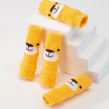 4шт Нескользящие Кошачьи Носки Дышащие Унисекс Щенячьи носки Носки для котенка Зимние теплые носки