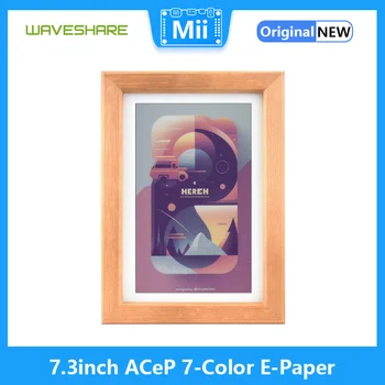 7,3-дюймовая 7-цветная электронная бумага ACeP с фоторамкой из цельного дерева, сверхдлительный режим ожидания, разрешение 800 × 480, батарейки опционально