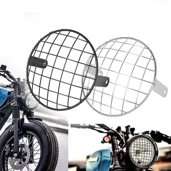 7-Дюймовая Решетка для фар мотоцикла, Металлическая фара, Квадратная защитная крышка, черный/Хром для Harley Honda Cafe Racer