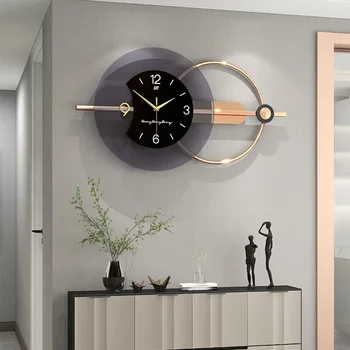 84x38cm 3D Настенные Часы Гостиная Двухслойный Современный Дизайн Домашние Часы Бесшумное Художественное Украшение Скандинавские Подвесные Часы Horologe