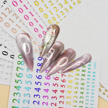 9 Цветов, наклейки для ногтей с арабскими цифрами неправильной формы, самоклеящиеся наклейки для дизайна ногтей, 3D лазерные наклейки для ногтей в простом стиле 9 Цветов, наклейки для ногтей с арабскими цифрами неправильной формы, самоклеящиеся наклейки для дизайна ногтей, 3D лазерные наклейки для ногтей в простом стиле 0