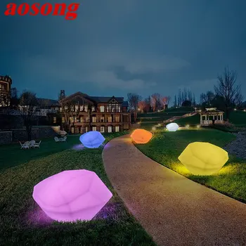 AOSONG Современные 16 цветов Фонари для газона USB Электрические креативные 3D Белый камень с дистанционным управлением IP65 Декор для сада и парка