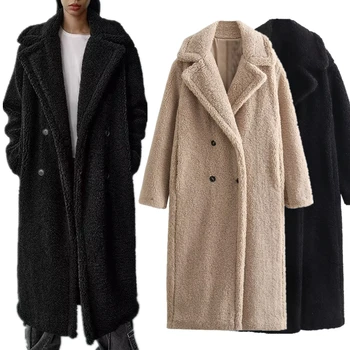 Elmsk 2023 Новое флисовое пальто для девочек с высокой уличной модой, винтажный зимний тренч для женщин