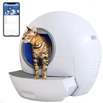ELS PET-Самоочищающийся ящик для кошачьего туалета, Автоматический ящик для мусора с управлением через приложение, интеллектуальный монитор, Без запаха, очень большой для многократного использования.