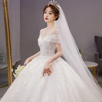 Fansmile Vestido De Noiva Винтажное Кружевное Бальное Платье Свадебные Платья 2023 Плюс Размер Свадебный Тюль Mariage FSM-260T