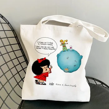 Mafalda Хорошо продаются, Сумки для покупок, сумка через плечо, Панк, Большая вместимость, готический Мультфильм, Эстетические сумки с рисунком Каваи