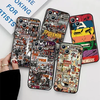 Marvel Avengers для Apple iPhone 11 Чехол для телефона 14 13 12 XS XR X 8 7 6 6S 5 5S SE Pro Max Plus mini Черный чехол