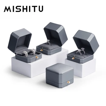 MISHITU, Кожаная коробка для колец премиум-класса, Ювелирное ожерелье, Обручальное кольцо, Подарочный футляр, Коробка для колец для предложения для подруги