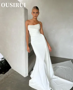 OUSIRUI 2024 Wedding Dresses Long Train ridal Stunning Beaded Strapless Mermaid Gown Платья для матери невесты