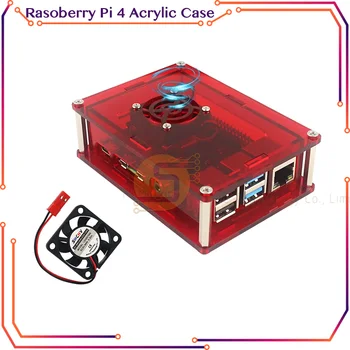 Raspberry Pi 4 Модель B Акриловый корпус Красная оболочка Коробка совместима с вентилятором охлаждения для Raspberry Pi 4 RPI 4
