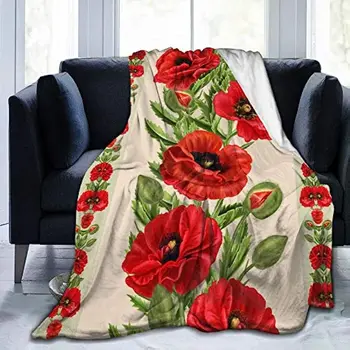 SaltaStore Red Flower Мягкое Пледовое одеяло Всесезонное Микро-Теплое Одеяло S Легкое Ворсистое Флисовое Пледовое одеяло Кровать Диван