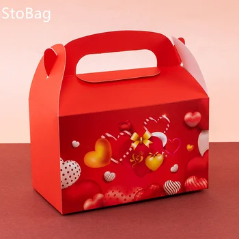 StoBag 4шт подарочная бумага на День Святого Валентина, красная коробка, украшение, прополка, упаковка для вечеринки, закуски, конфеты, печенье на годовщину свадьбы