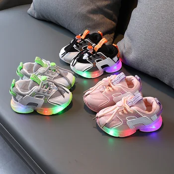 Zapatillas Детская повседневная обувь со светодиодной подсветкой, Новые теннисные туфли для мальчиков, спортивная обувь для девочек на платформе, Дышащая папина обувь, детская обувь для девочек