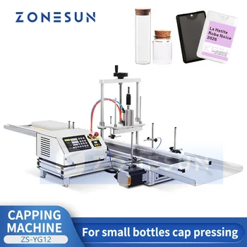 Автоматическая машина для прессования крышек ZONESUN, укупорочная машина для бутылок, карманный герметик для духов, оборудование для укупорки флаконов ZS-YG12
