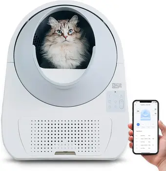 Автоматический самоочищающийся ящик для кошачьего туалета CATLINK с приложением, контролем запаха, мониторингом состояния здоровья, 60 вкладышами и 1 коробкой с угольным фильтром вкл.
