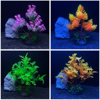 Аквариумные пластиковые растения KX4B, реалистичное маленькое дерево, искусственные растения, украшения для рыб для аквариума, Нетоксичные, безопасные для всех рыб.