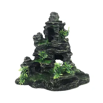 Аквариумный орнамент, искусственная бочка с имитацией растений, скрывающая пещеру