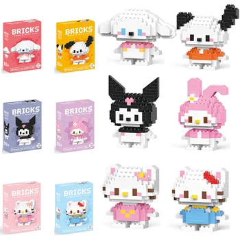 Аниме Sanrio Hello Kitty, строительные блоки, персонаж My melody, Куроми, собранные модели кукол Cinnamoroll, подарки для детей