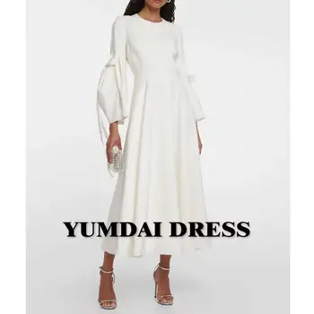 Белое вечернее платье YUMDI, женское бальное платье для особых случаев С галстуком-бабочкой и пышными рукавами, платье для сельской свадьбы.