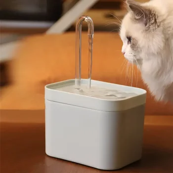 Бесшумный фильтр для фонтана для воды для кошек, умный автоматический дозатор воды для домашних собак и насос для предотвращения выгорания 1,5 л рециркулирующего фильтра