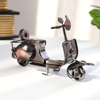 Бронзовая серебряная модель мотоцикла ручной работы, опора для мотоцикла, ретро-фигурка с мотором, подарок для железного мальчика, детская игрушка, украшение для домашнего офиса