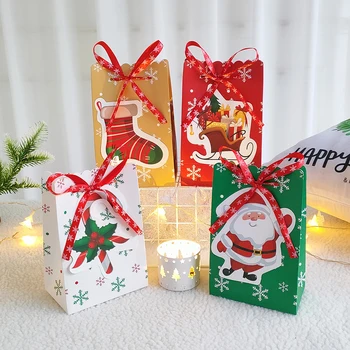 Бумажные подарочные пакеты с Рождеством, Санта-Клаус, снежинка, конфеты, печенье, упаковочные принадлежности, Новый год, 5 шт.