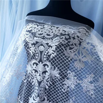 винтажный цветок из мягкой шелковой кружевной ткани с вышивкой Свадебное платье Тюлевая юбка Материал ткани для пэчворка