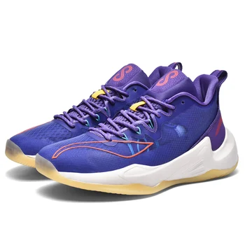 Высококачественная дизайнерская баскетбольная обувь, мужские брендовые фиолетовые баскетбольные кроссовки, уличная нескользящая обувь для тренировок в спортзале, Мужские спортивные кроссовки