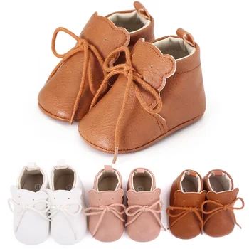 Детская обувь из искусственной кожи, маленькие сапожки по щиколотку, мягкие и теплые для весны и осени, обувь для малышей 0-18 месяцев, первый шаг