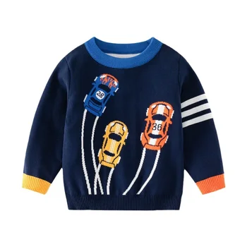 Детская трикотажная одежда, милые жаккардовые свитера для мальчиков, осень-зима, Новый детский двухслойный хлопковый свитер, джемперы