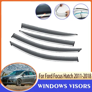 Дефлекторы для Ford Focus Hatch MK III 2011 ~ 2018 2012 2013 Автомобильный козырек на окно Лобовое стекло Наклейки от дождя и дыма Солнцезащитные наклейки Аксессуары