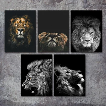 Дикое животное Лев, полный квадрат, круглый, сделай сам, 5D Картина с бриллиантами, черно-белая вышивка, минималистичная наклейка на стену, ZP-4055