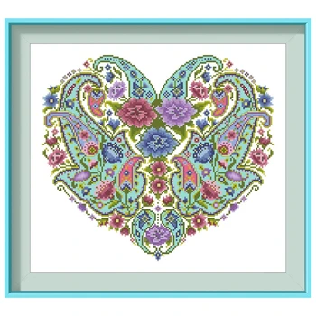 Древний цветок D наборы для вышивки крестом сердце Dreampattern вышивка наборы для рукоделия 18ct 14ct 11ct белая ткань DIY ручной работы