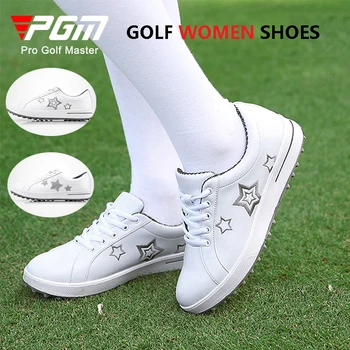 Женская обувь для гольфа PGM, женские водонепроницаемые дышащие кроссовки, женская противоскользящая обувь на шнуровке, Маленькая белая повседневная обувь, размер 35-40