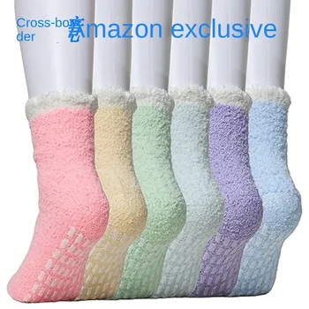 Женские 7-цветные зимние носки-трубочки из кораллового бархата Twist без ворса, 1PR, оптом