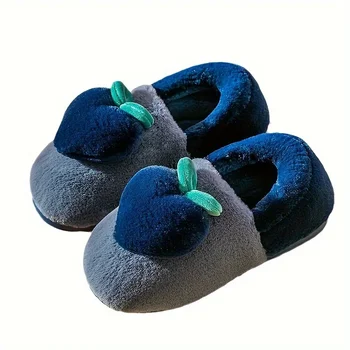 Женские домашние теплые тапочки с пушистым сердечком, нескользящая обувь на платформе с мягкой подошвой, зимняя плюшевая уютная домашняя обувь