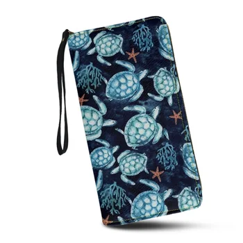 Женский кожаный кошелек-браслет Belidome Blue Sea Turtle с RFID-блокировкой, на молнии, держатель для карт, Органайзер, дорожные сумки-клатчи