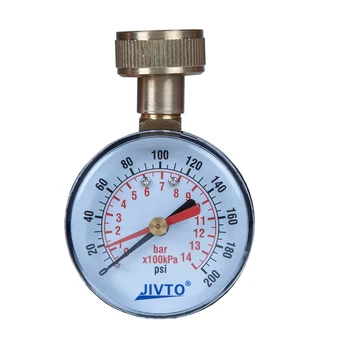 Измерительный манометр давления воды диаметром 2-1 / 2 дюйма, 0-200 фунтов на квадратный дюйм с красной стрелкой, внутренняя резьба шланга 3/4 дюйма