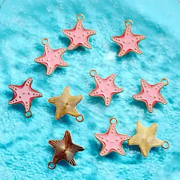 Кавайная Мультяшная Улыбающаяся морская звезда Подвеска из сплава с эмалью, Модное Блестящее ожерелье 