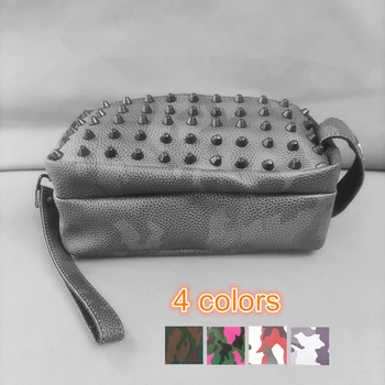 Камуфляжная сумка для гольфа с заклепками, 4 цвета, мягкая искусственная кожа, двойные карманы на молнии, модные спортивные аксессуары, маленькая сумка