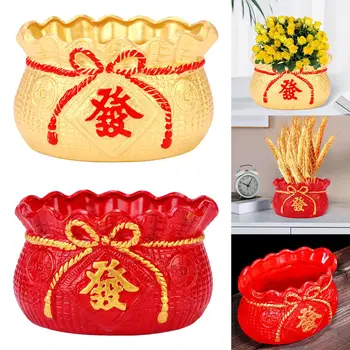 Керамический цветочный горшок традиционной китайской формы денежного мешка для домашнего офиса